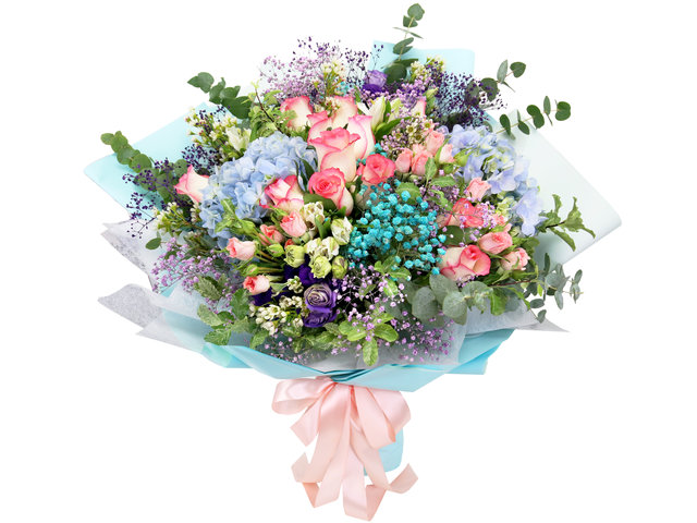 Florist Flower Bouquet - Hydrangea Rose Flowers Shop Bouquet QW02 - BT0515A1 Photo